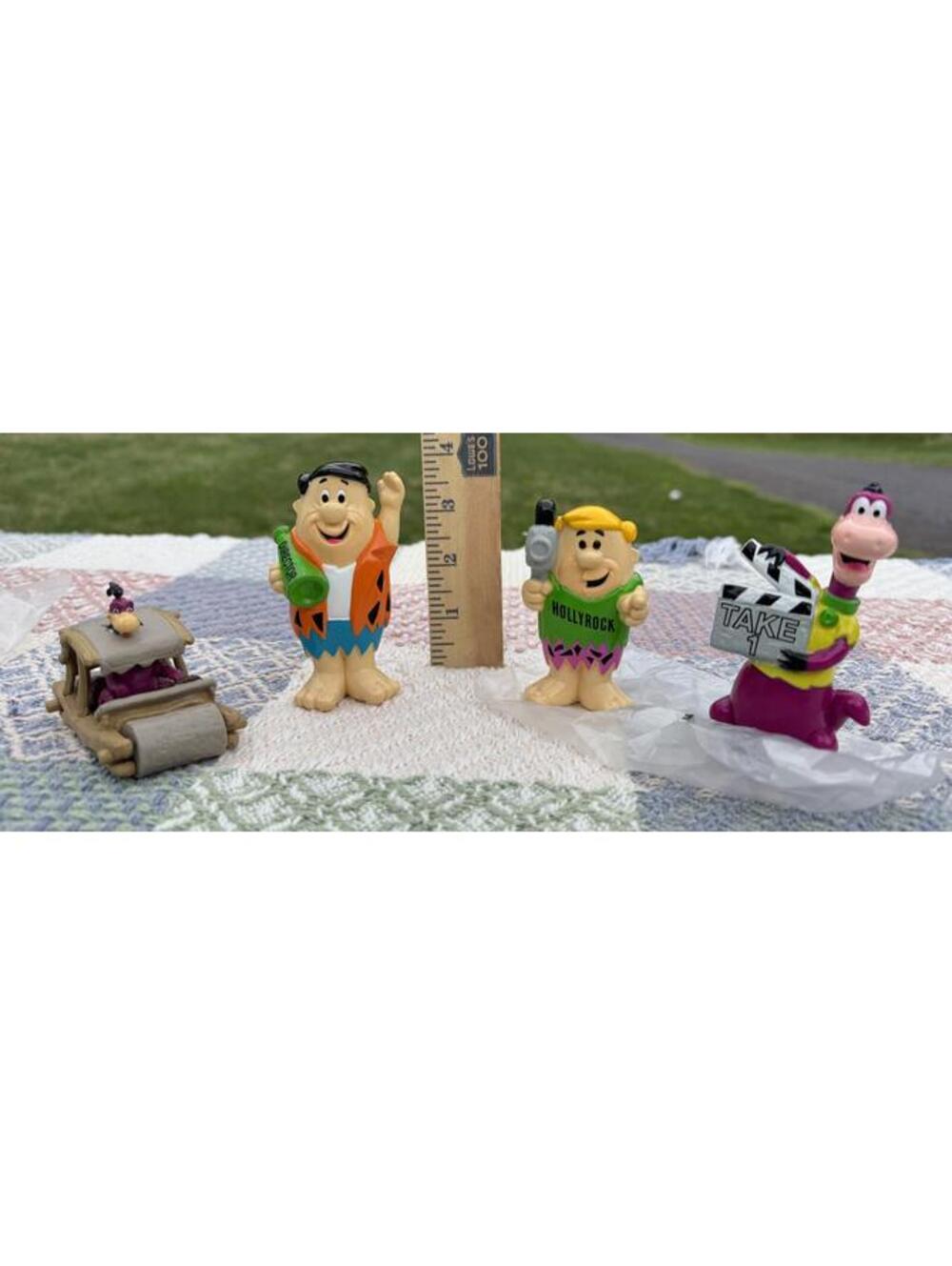 1992 Vintage The Flintstones PVC Figures Set with Flintstones Car